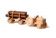 Mini-Traktor natur Langholz - naturbelassenes Holzspielzeug für Kinder ab 3 Jahren